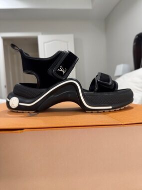 Louis Vuitton Black Sporty-Platform Velcro Sandal